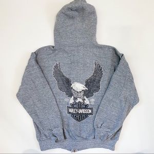 Vintage 1980s Harley Davidson Zip Up Hoodie Sweatshirt